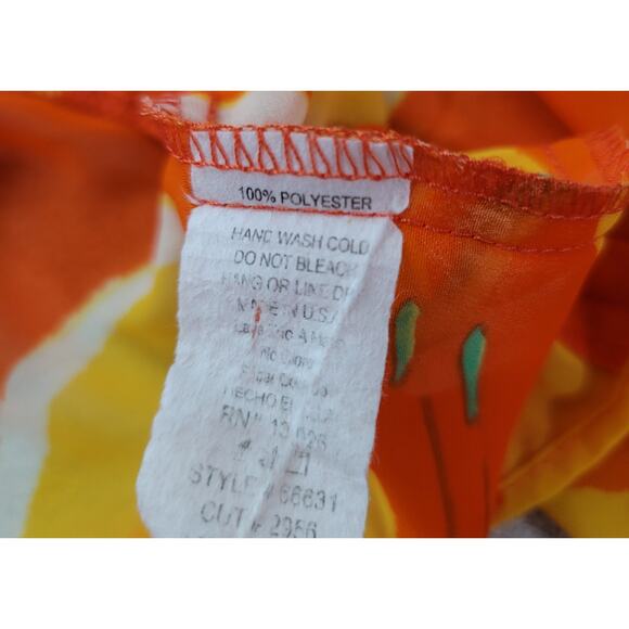 Tea N Rose Orange Floral Open Front Sheer Kimono Medium Roll Tab Sleeves Soft - Picture 5 of 5